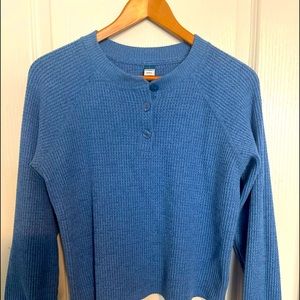 Long sleeve waffle Henley. Soft AF.